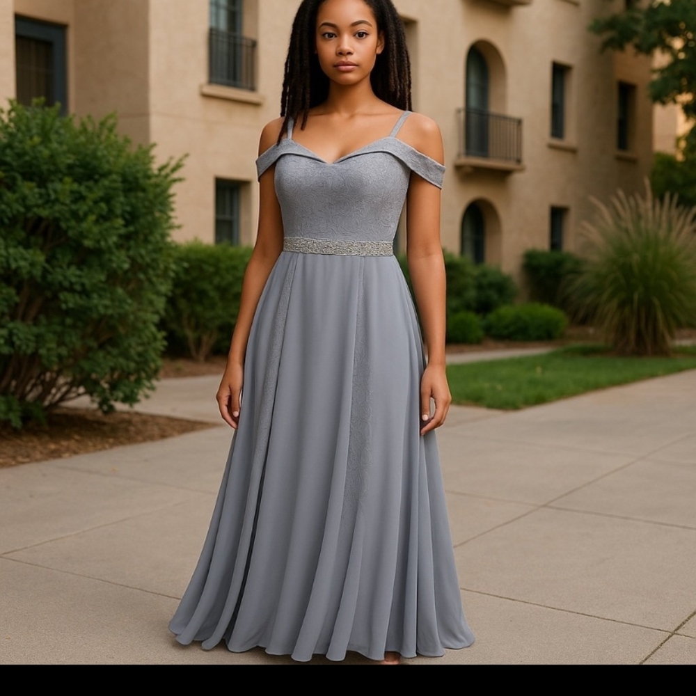 May Queen Gray Sleeveless Sundress for Prom